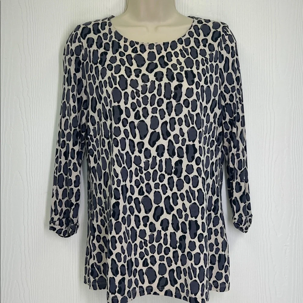 Boden - Leopard Colorful  Animal Print Round Neck Long Sleeve Blouse Size 6 - Picture 6 of 10
